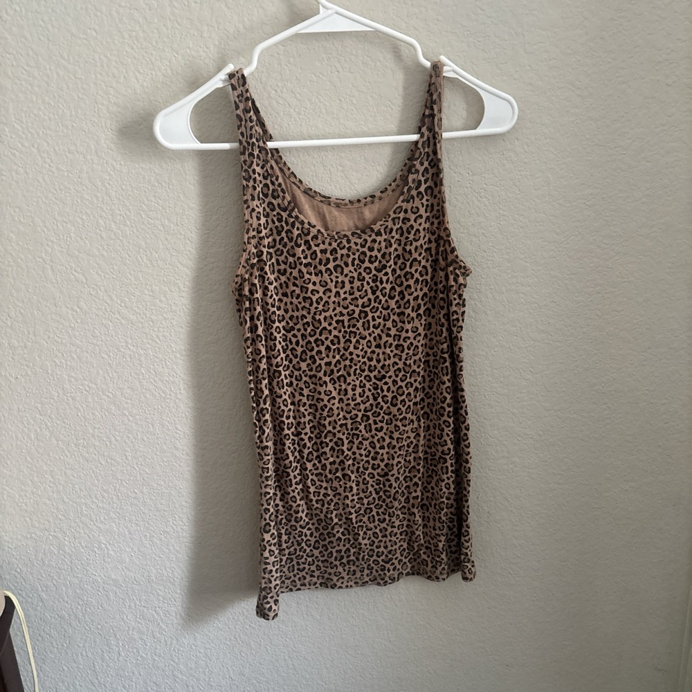 Brown and Tan Fitted cheetah print Sleeveless Tank Top